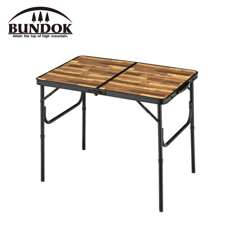 【BUNDOK】仿木紋鋁合金手提折合桌90CM (大號) 高度2段調節 BD-243WB
