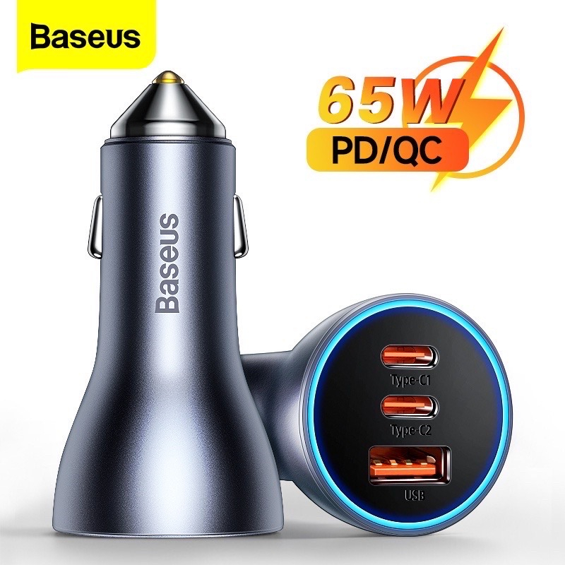 倍思 Baseus 65W 車充 雙 Type-C + USB 三口 完美 PD 快充 小米 HTC 三星 三孔 3孔