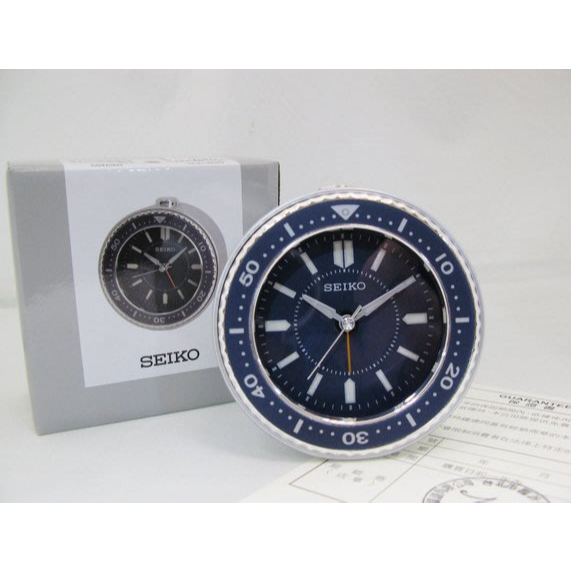 SEIKO CLOCK 精工藍水鬼鉅齒外框鐘面造型貪睡滑動式秒針靜音鬧鐘 型號：QHE184L【神梭鐘錶】