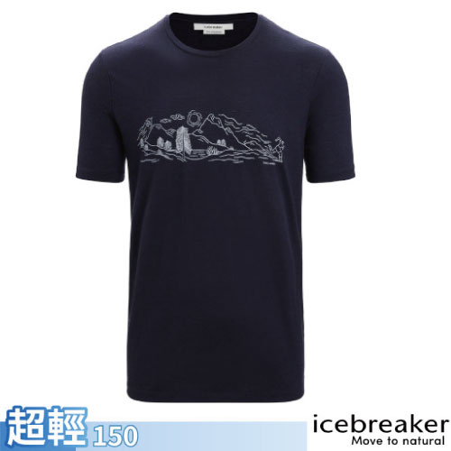 【紐西蘭 Icebreaker】男 美麗諾羊毛圓領短袖上衣 Tech Lite II.T恤_海軍藍_IB0A56NB