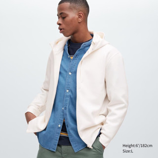 Uniqlo 男裝 彈性DRY休閒連帽外套455401 00WHITE白色 尺寸S 人氣新品
