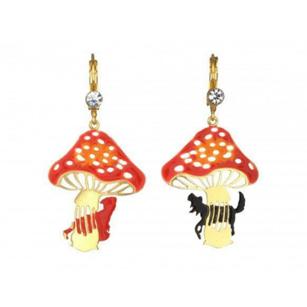 【巴黎妙樣兒] Les Nereides N2 小紅帽童話系列 童話故事小紅帽,大野狼 金紅鏤刻蘑菇 耳環