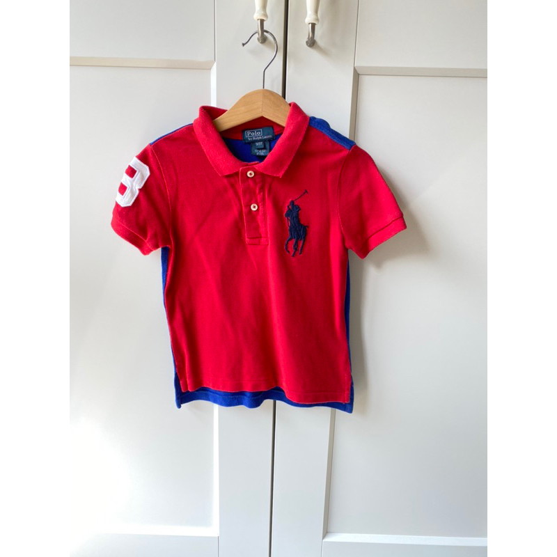 （二手童裝）Polo Ralph Lauren大馬紅藍配色polo衫 size 3T