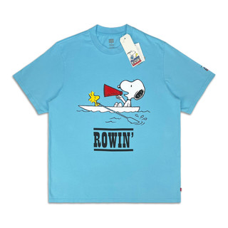 [稀有品] Levi's 李維斯 Snoopy 史努比划船 運動聯名款 水藍色底短袖T恤 美版M號