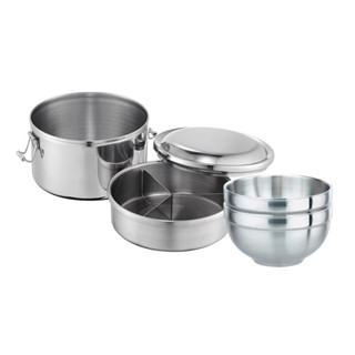 理想 316雙層圓形便當盒14cm-臺灣製造IKH-50614+316無蓋雙層碗12cm(2入)IKH-82212-2
