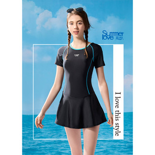 夏之戀SUMMERLOVE大女短袖連身帶裙泳衣S23718