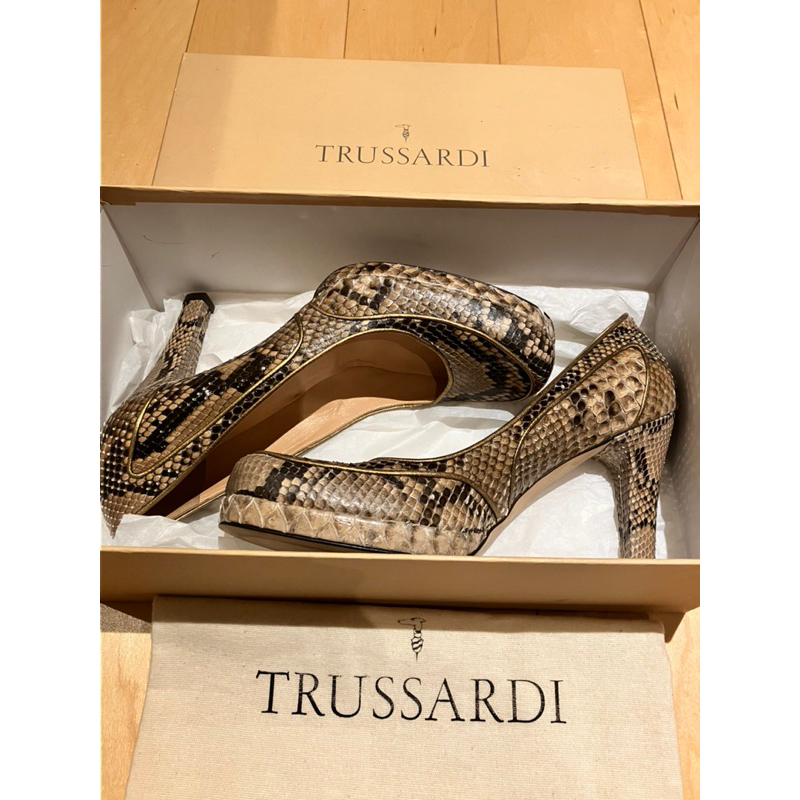 *TRUSSARDI *楚薩迪*高跟鞋*跟鞋*蛇皮紋路