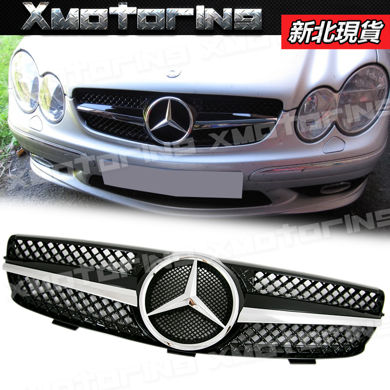 XM碳纖維精品 BENZ 03-09 W209 CLK Class CLK 雙門 敞篷 鍍鉻 水箱罩 一線圓盤 網座