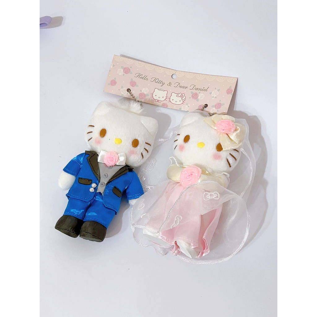 【出清品】~日本 Hello Kitty 玩偶 丹尼爾 凱蒂貓 結婚 娃娃 吊飾組 禮車裝飾 西洋 婚禮款 絨毛玩偶吊飾