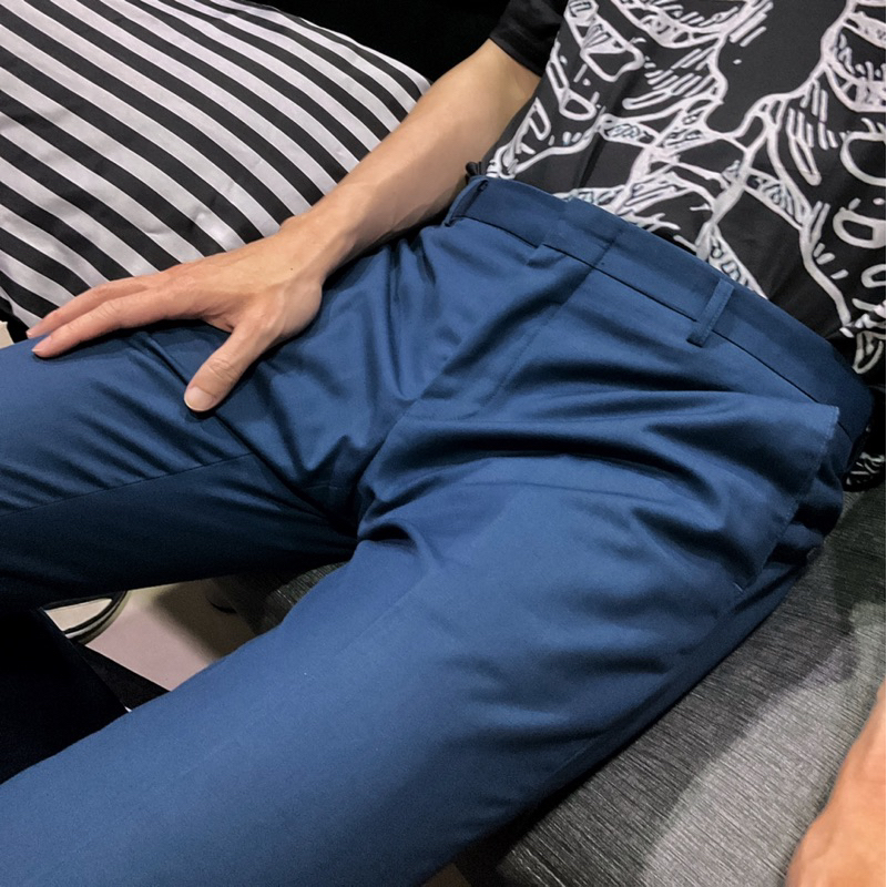 810二手9成新韓製藍色西裝褲35腰 韓版男西裝 藍色系