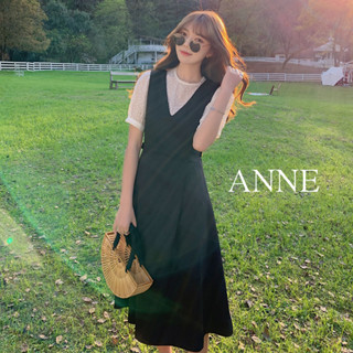 ANNE 法式雪紡上衣背心裙兩件套【AD10251】雪紡紗 公主袖上衣 雪紡上衣 背心裙 背心洋裝 背心連身裙 綁帶背心