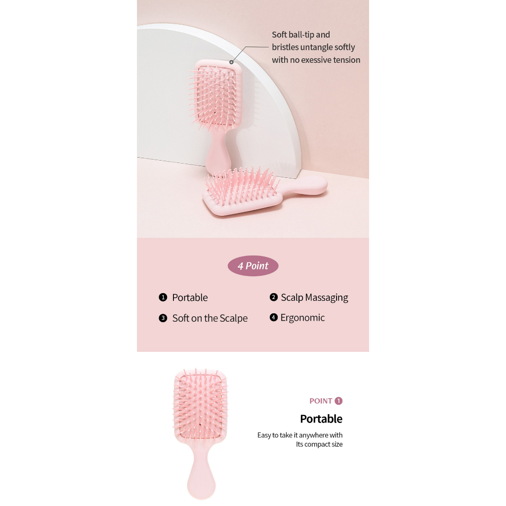 韓國代購VODANA 馬卡龍糖果色迷你梳梳子氣墊梳粉色粉紅色韓國官方正品| 蝦皮購物