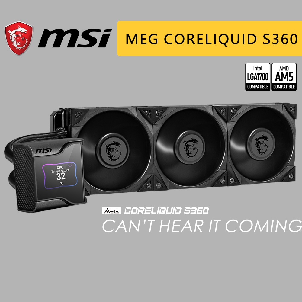 MSI 微星 MEG CoreLiquid S360 水冷 2.4吋液晶 冷頭內置風扇 靜音風扇 CPU散熱器 水冷散熱