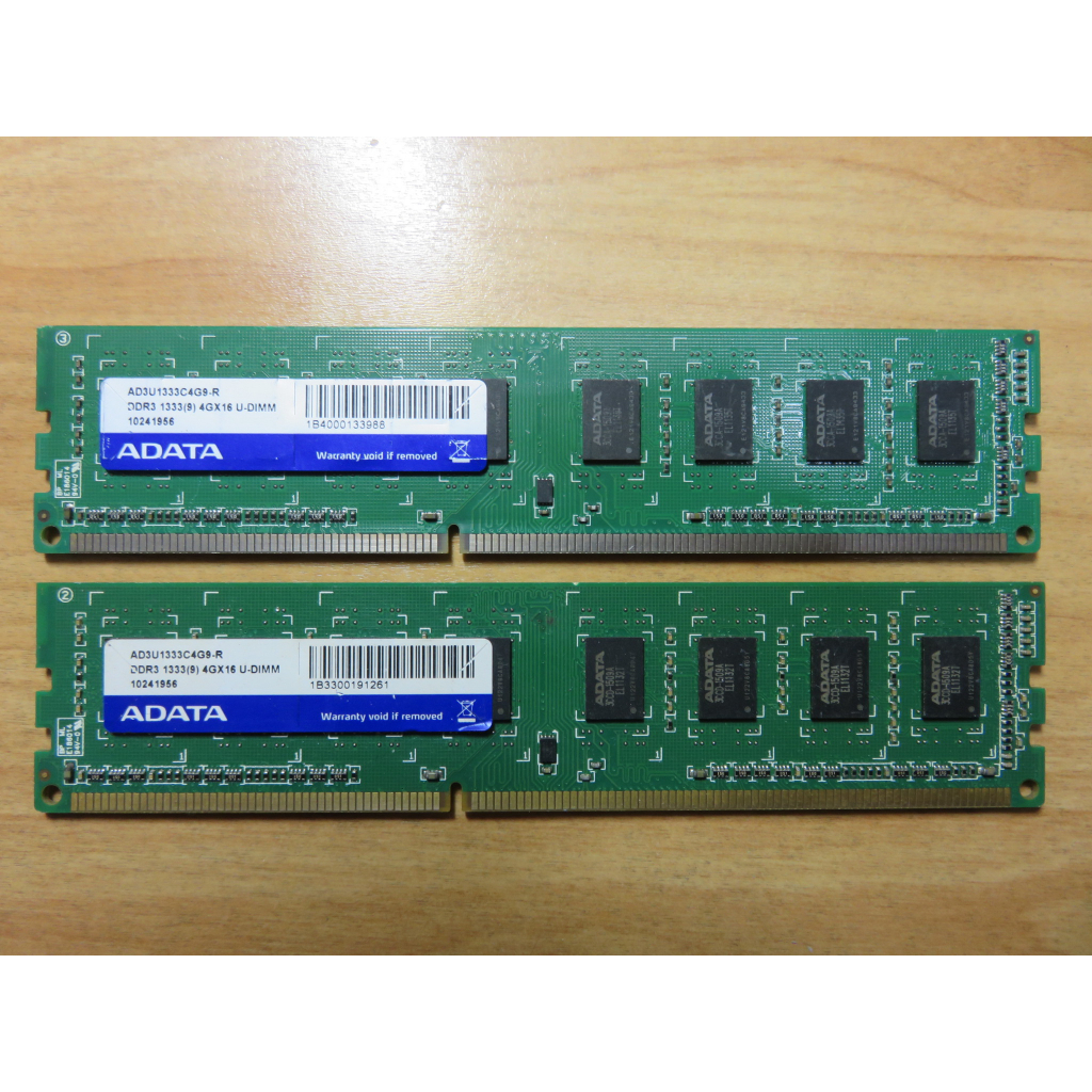 D.桌上型電腦記憶體- ADATA 威剛 DDR3-1333雙通道 4G*2共8GB不分售 直購價150