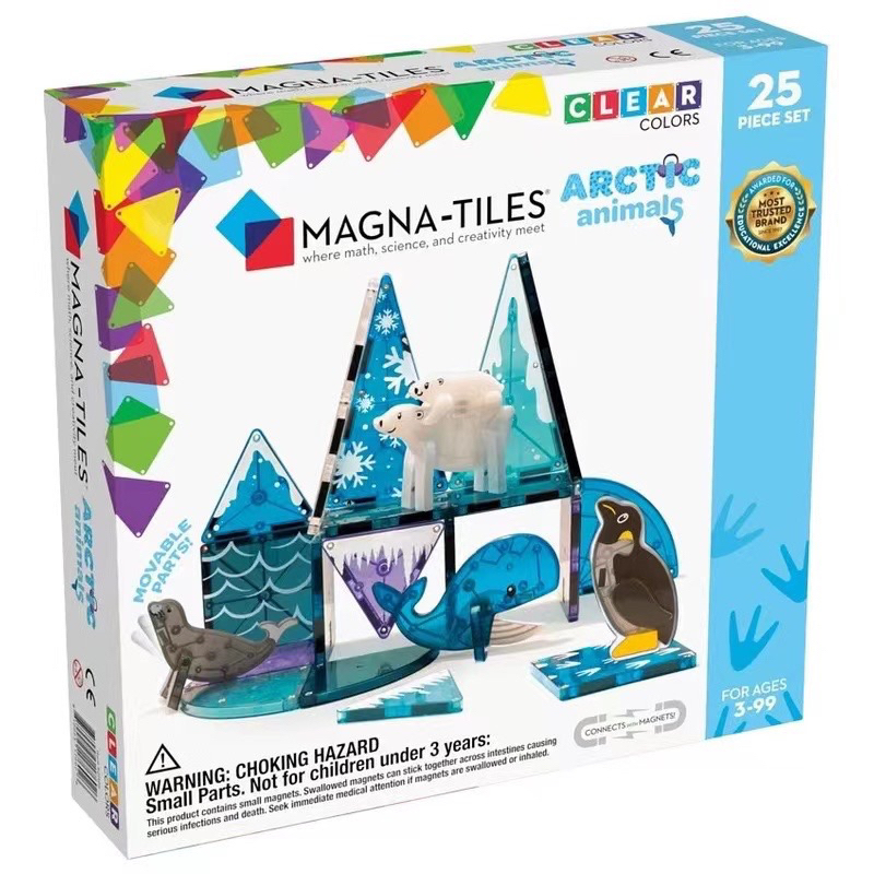 全新✨正版 Magna-Tiles 透光彩色磁力積木 極地動物 25片(面交可議價)北極動物 磁力片STEM 兒童節禮物
