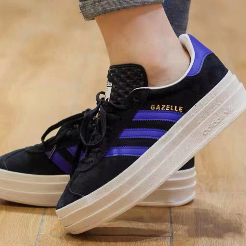 adidas originals Gazelle Bold厚底 鬆糕鞋 增高 板鞋 女款 黑藍HQ4408