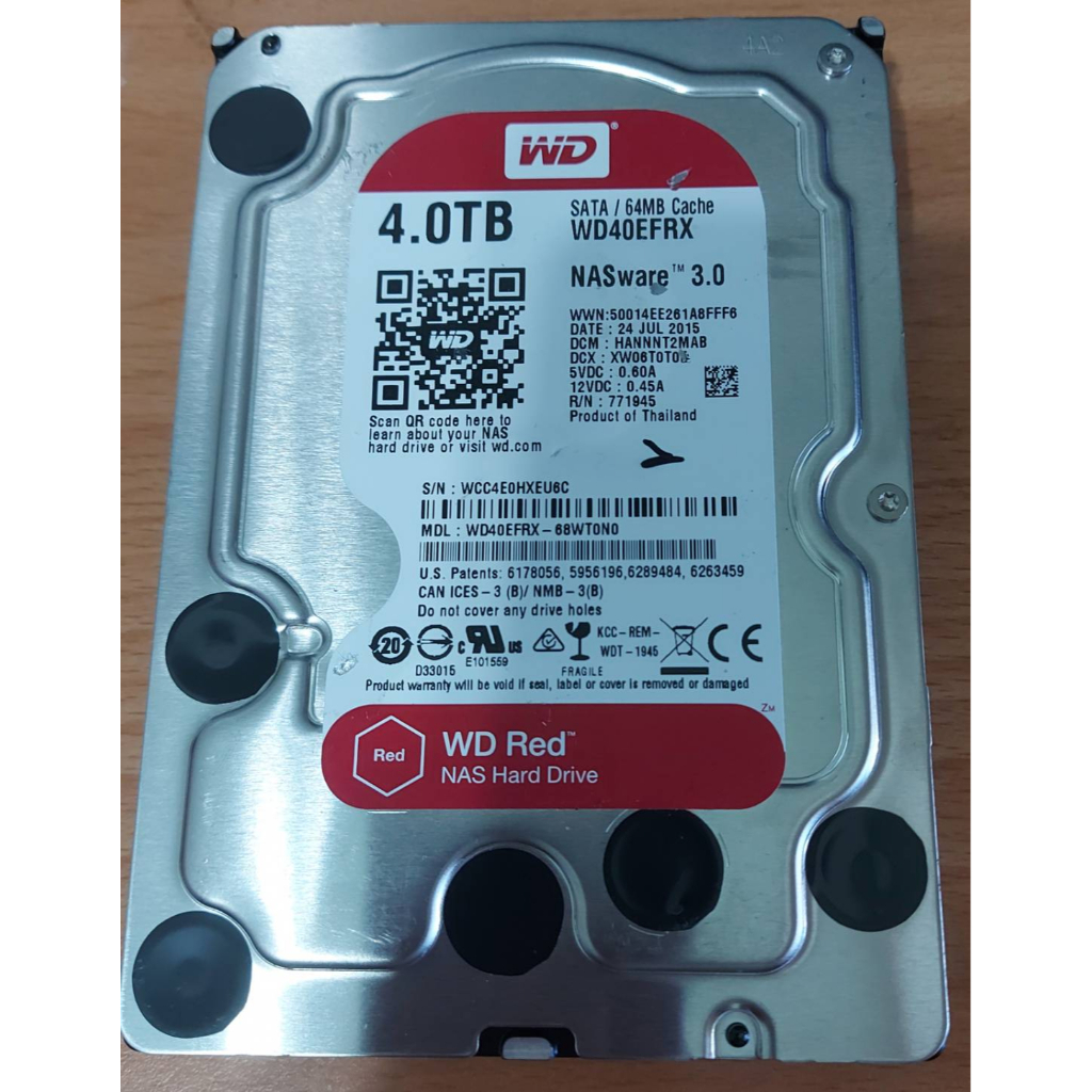 WD Red 紅標 4TB SMART 05/C5 警告故障硬碟賣出不退