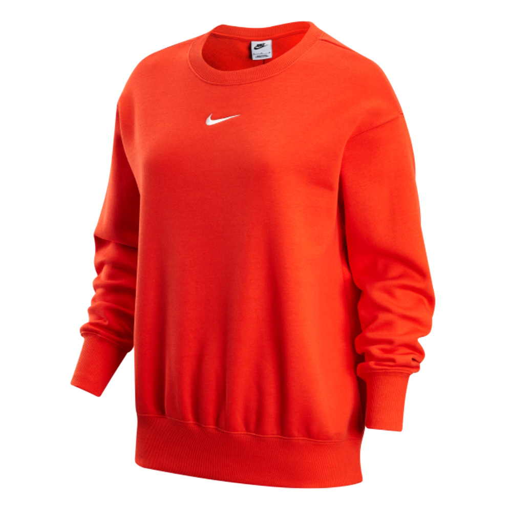 Nike NSW PHNX FLC OS CREW 女 橘紅 刷毛 大學T 休閒 長袖 上衣 DQ5734-633