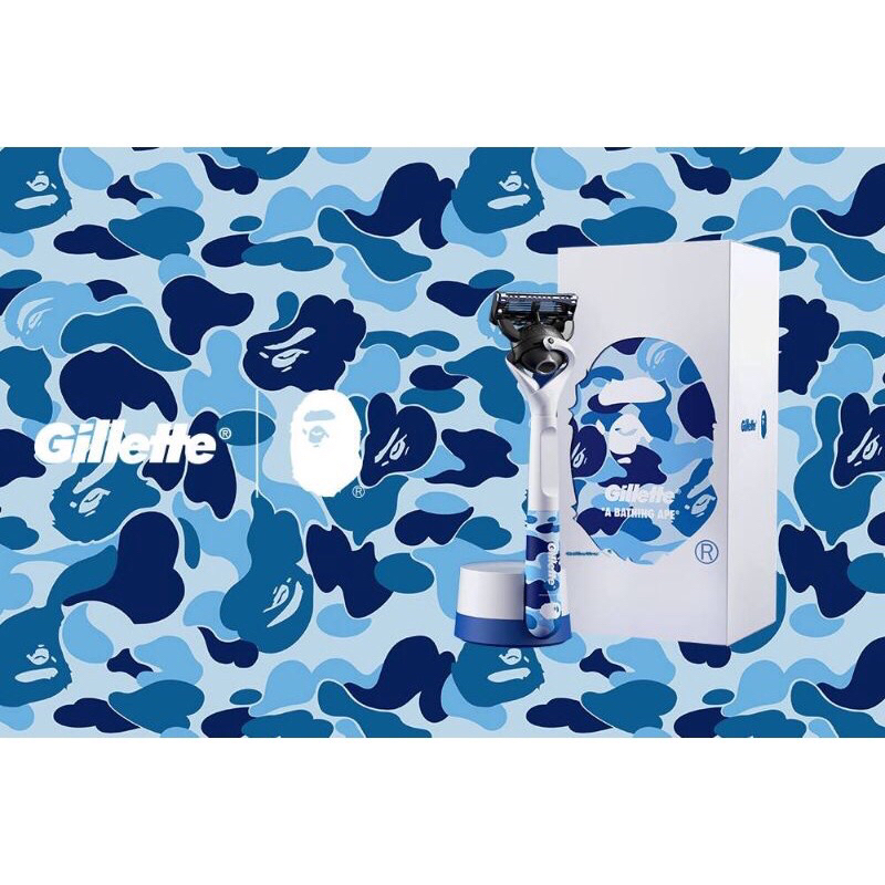 BAPE x GILLETTE 吉列 限量 聯名磚 刮鬍刀 (刀架x1+磁吸刀座X1+刀頭x2)