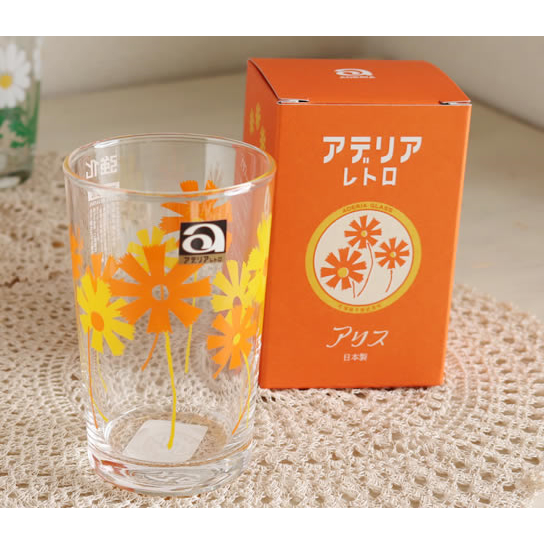[ HYGGE LAB ] 互格日本代購🇯🇵 日本 ADERIA 昭和復古系列 黃花玻璃萬用杯 可愛圖案玻璃杯 送禮專區