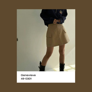 Genevieve 49-0301 後腰鬆緊帶短裙 側邊口袋裙子