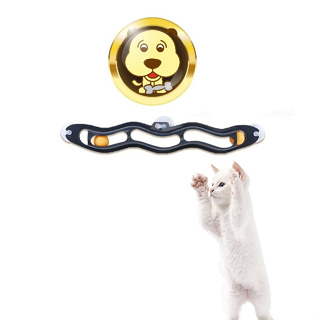 dyy》新款貓咪乒乓球軌道吸盤玩具55*8cm 雙11【培菓寵物】