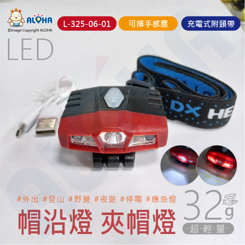 阿囉哈LED總匯_L-325-06-01_XPE+5035COB-揮手感應式15cm-充電式LED帽沿燈-夾帽燈