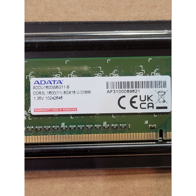 威剛 ADATA  DDR3L/1600/8G 記憶體（桌機雙面）