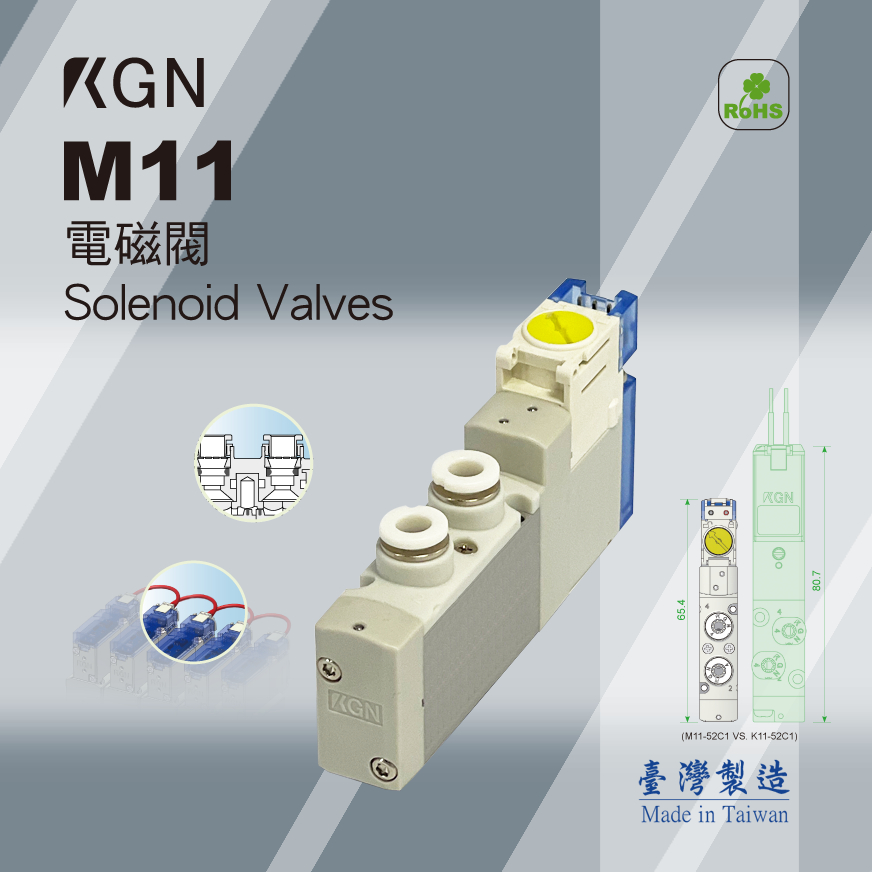 KGN飛泰 電磁閥 M11系列 五孔二位單雙線圈M11-52C1  M11-52C2 五孔三位M11-53中閉 中排 中