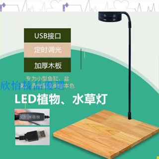 LED水草燈簡木植物燈USB定時調光桌面魚缸燈苔蘚瓶照明植物生長燈欣怡精品優選