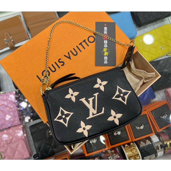 東區正精品㊣LV Empreinte M80732 黑色全皮壓紋迷你金鍊小麻將包手提包晚宴包 RZ5505