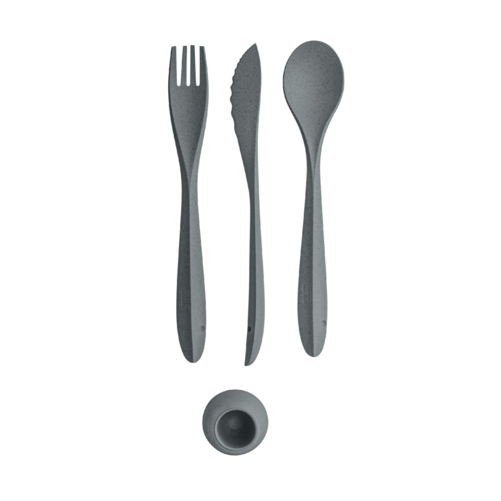 德國 Koziol Tulip Set 刀叉匙三件組 食品級 站立 可用洗碗機清洗 灰色餐具