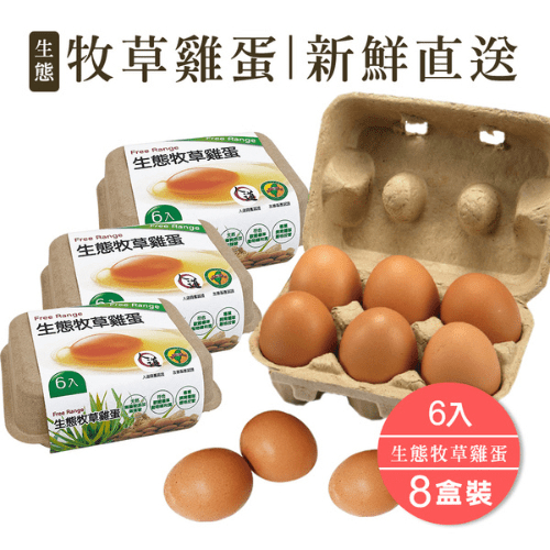 【福壽生態農場】牧草雞蛋 6入/盒 (國產本土蛋 友善飼養 水洗 殺菌)