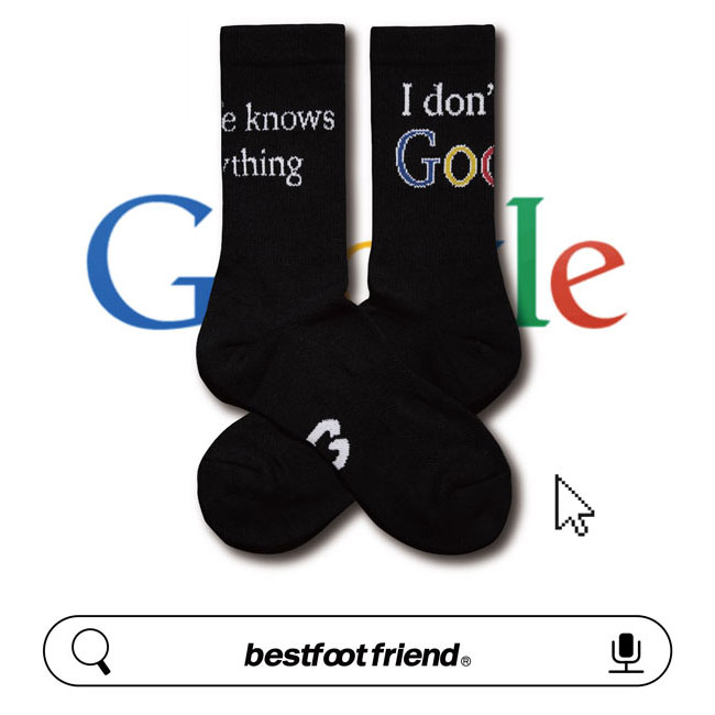 BEST FOOT FRIEND BF22003-BK GOOGLE 谷歌 BFF 中筒襪 小腿襪 (黑色) 化學原宿
