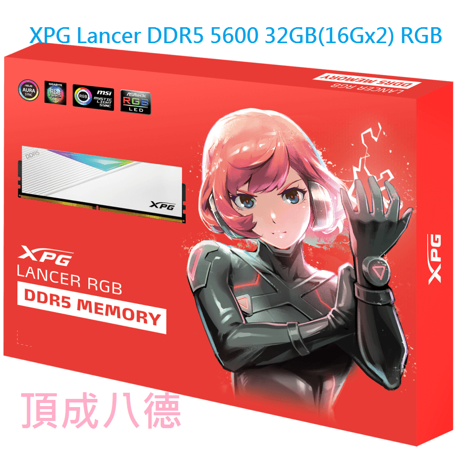 ADATA 威剛 XPG Lancer DDR5 5600 32GB(16Gx2) RGB 桌上型超頻記憶體