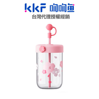 吻吻魚 KKF 玻璃經典吸管杯 500ml - 櫻花