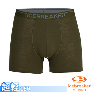 【紐西蘭 Icebreaker】男款 美麗諾羊毛高彈性四角內褲 Anatomica.衛生褲_橄欖綠_IB103029