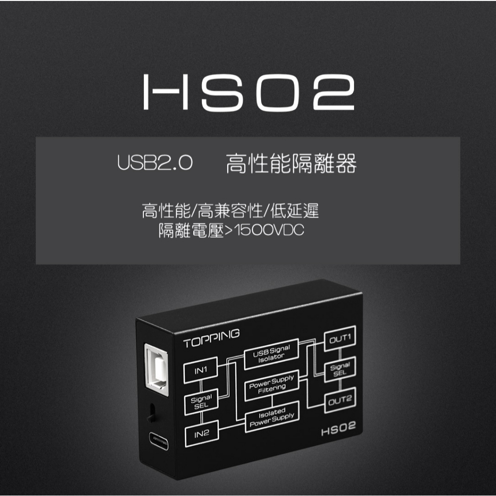 *缺貨/預購* 拓品 HS02 Topping HS02 USB2.0 隔離器 濾波器 電源 降低噪聲 隔絕干擾