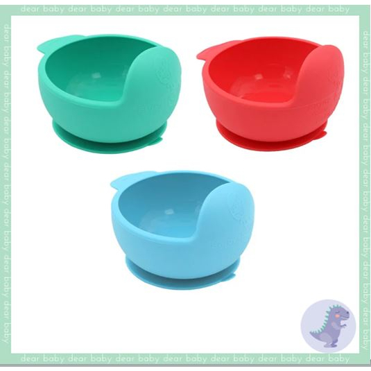 【dear baby】PUKU 藍色企鵝 矽膠防漏魔吸碗(天空藍/海水藍/寶石紅) 餐碗 兒童餐具