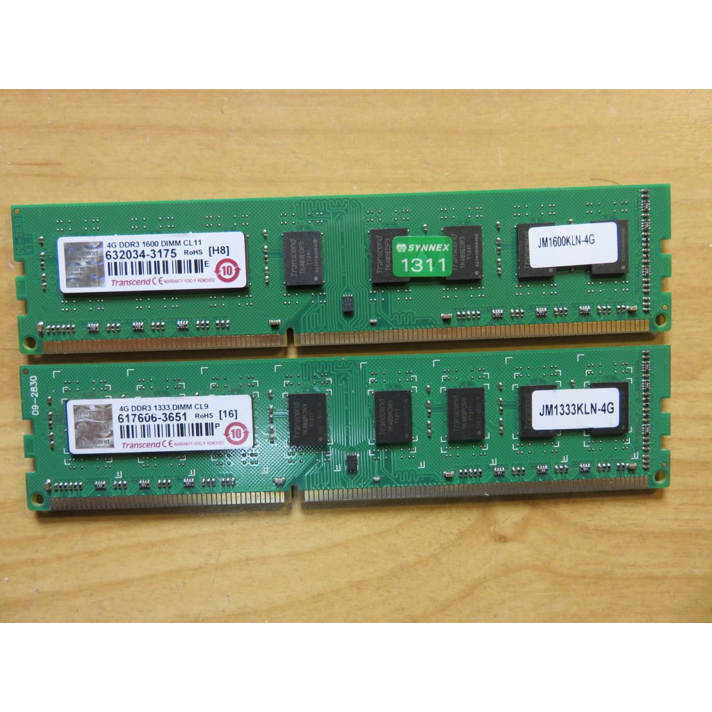 D.桌上型電腦記憶體-Transcend 創見 DDR3-1600雙通道 4G*2共8GB不分售 直購價150