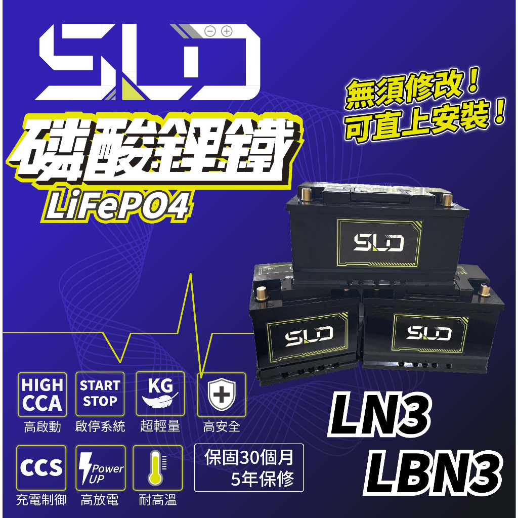 免運 永和電池 SLD 磷酸鋰鐵電池LN3 LBN3 汽車電瓶 怠速熄火 規格不知道如何挑選可以私訊小編