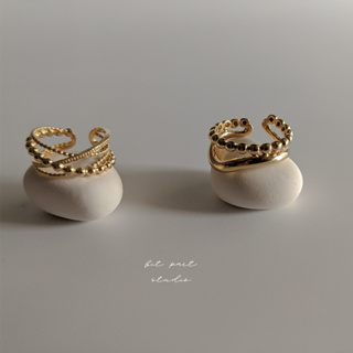 韓國進口 金色珠子多層次設計感戒指