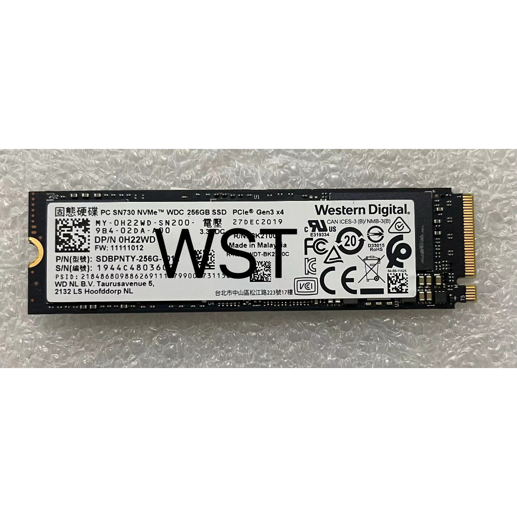 WD 2280 256G 256GB M.2 PCIE SSD 固態硬碟 原裝原廠 2手拆機良品