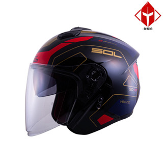 SOL 安全帽 SOXP SO-XP 領航員 黑金紅 半罩 內藏墨鏡 雙D扣 雙層鏡 加長鏡片 輕量化《淘帽屋》
