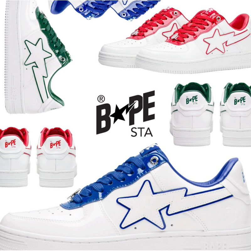 BAPE STA™ #8 最新配色 鏤空閃電流星 新款 是因為開學季嗎? 近期都是各種白鞋 都好看 簍空logo框框✨