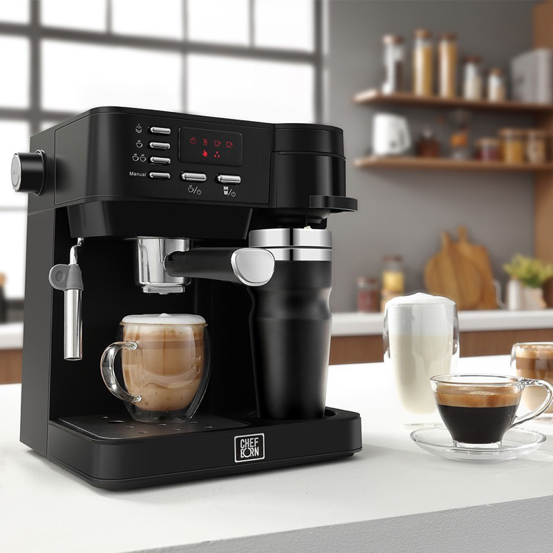 【CHEFBORN韓國天廚】Esto多功能半自動義式咖啡機+膠囊專用咖啡機把手組合（義式/美式/膠囊）