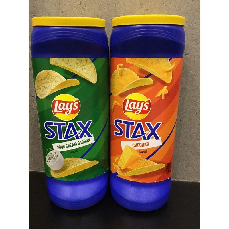 Lay's樂事洋芋片 STAX 罐裝洋芋片（切達起司味、奶焗香蔥味）
