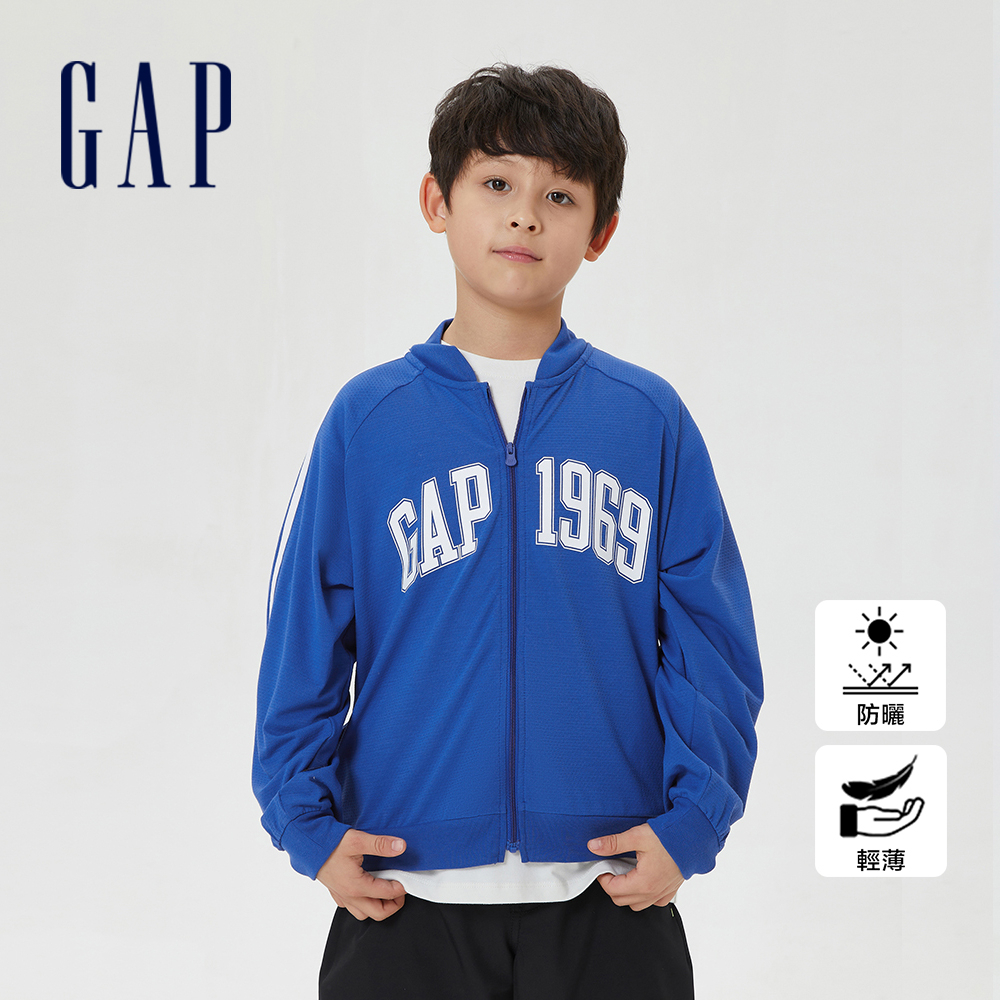 Gap 男童裝 Logo輕薄防曬棒球外套-寶藍色(602182)