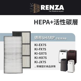 適用sharp夏普 ki-ex75 ki-fx75 ki-gx75 hx75 jx75 hepa活性碳濾網 濾網