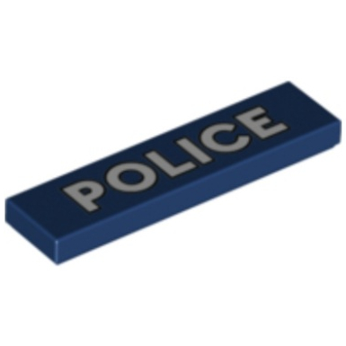 【小荳樂高】LEGO 深藍色 1x4 平滑片/平板 Police 字樣圖案 Tile 10278 6323419